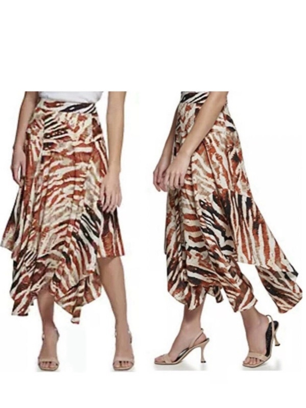 NWT Calvin Klein Skirt 18W Asymmetrical High Low Scarf Handkerchief Animal Print